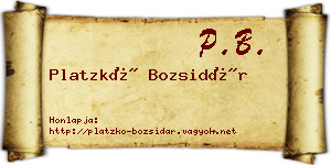 Platzkó Bozsidár névjegykártya